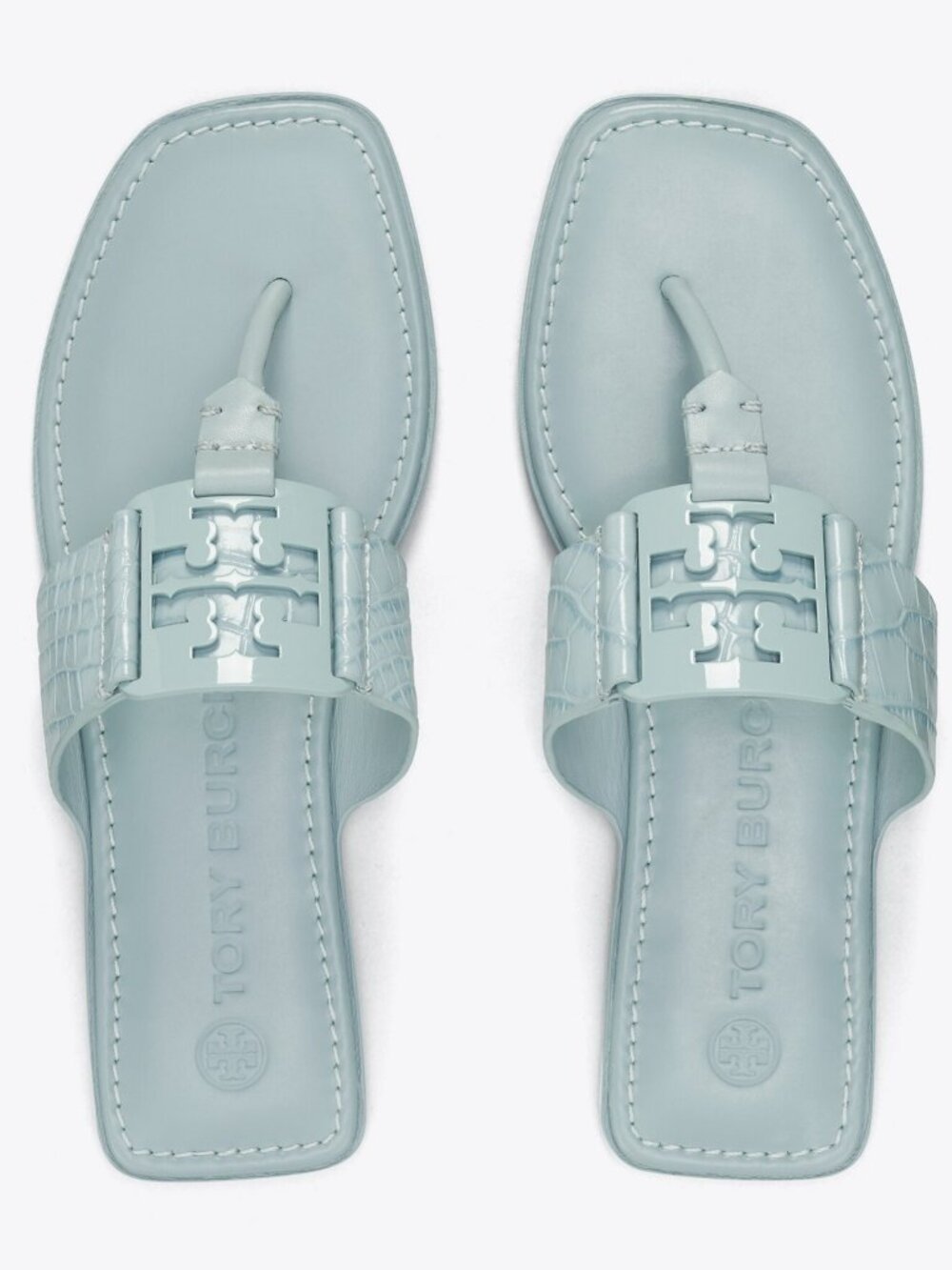 TORY BURCH * $248 * Georgia Northern Blue Soft Croc Embossed Logo Sandal